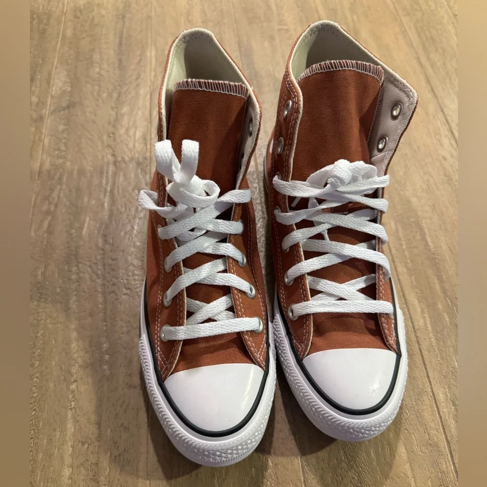 Converse Kids High Top Sneakers in Rust Orange with White Trim - Picture 2 of 2